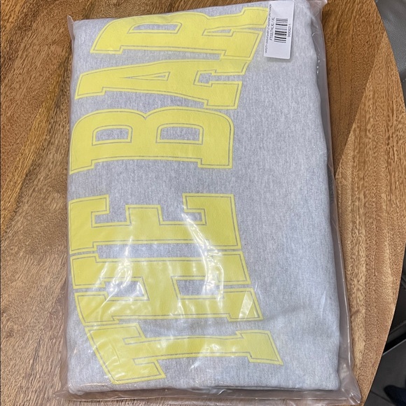 NWT The Bar Varsity Sweatshirt in Sold Out Light Heather Grey/Lemon - Picture 3 of 4